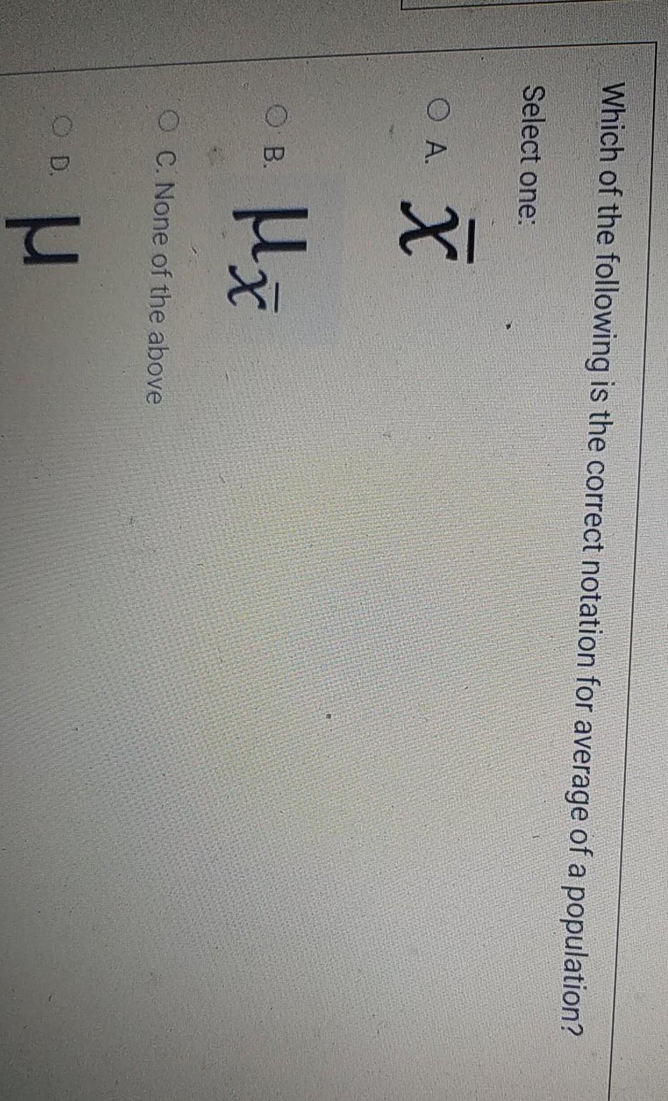 Solved Which of the following is the correct notation for | Chegg.com