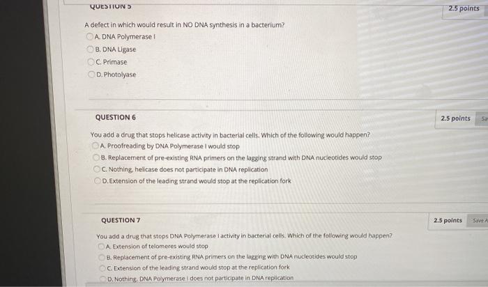 Solved 2.5 points Save Answer QUESTION 1 Assume the DNA of a | Chegg.com