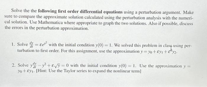 Solved Solve the the following first order differential | Chegg.com