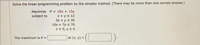 Solved Solve the linear programming problem by the simplex | Chegg.com