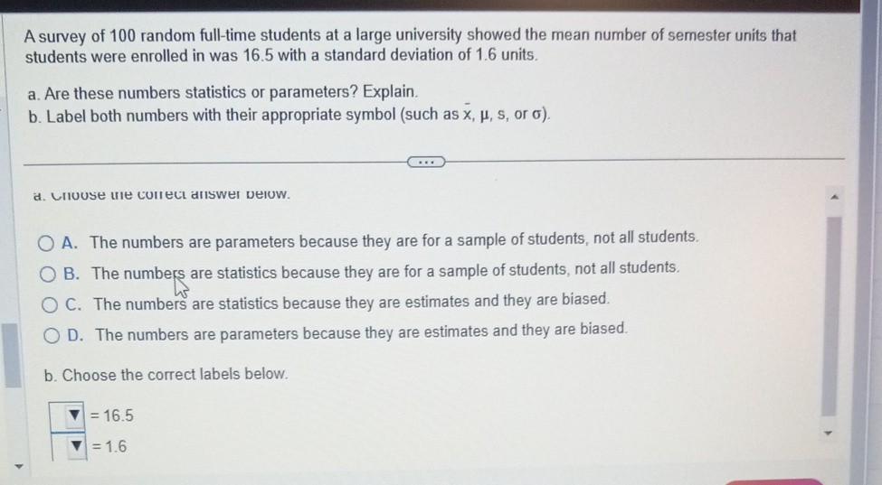Solved A survey of 100 random full-time students at a large | Chegg.com