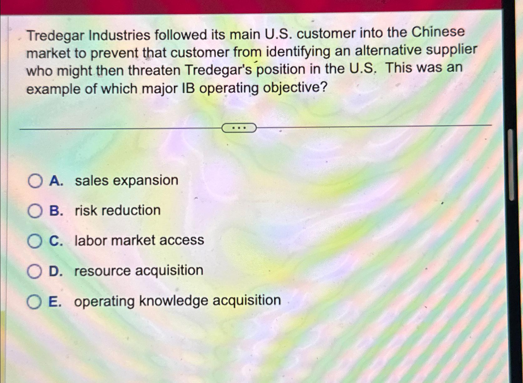 Solved Tredegar Industries followed its main U.S. ﻿customer