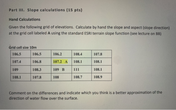 Solved Part III. Slope calculations (15 pts) Hand | Chegg.com