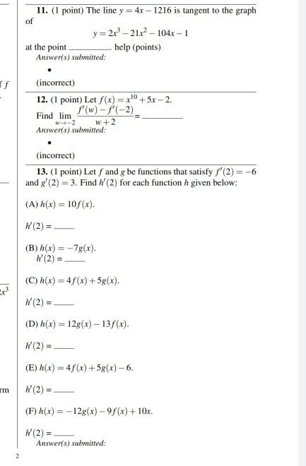 Solved 11 1 Point The Line Y 4x 1216 Is Tangent To Chegg Com