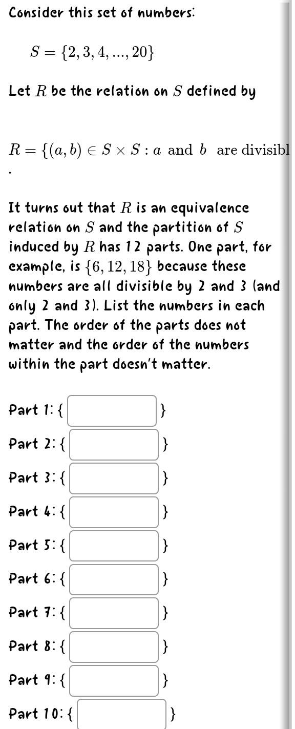 Solved Consider This Set Of Numbers S 2 3 4 20 Let R Be Chegg solved-consider-this-set-of-numbers-s-2-3-4-20-let-r-be-chegg