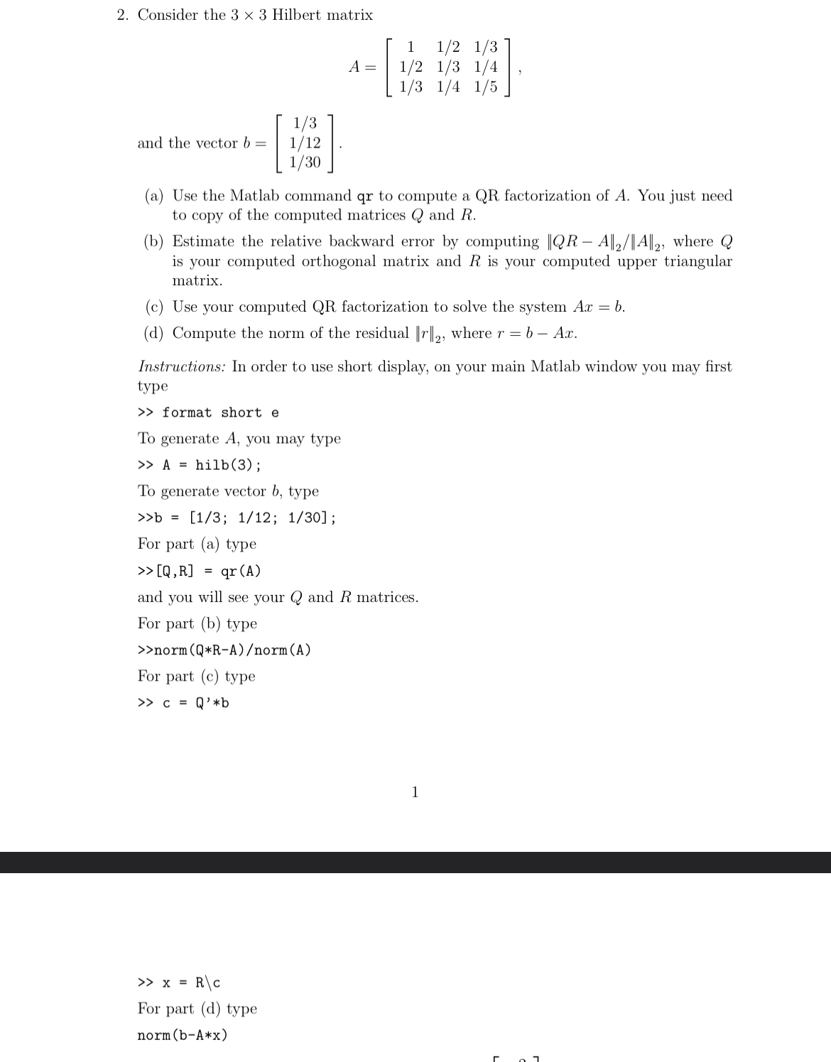 Solved Consider the 3×3 ﻿Hilbert | Chegg.com