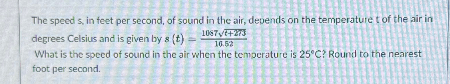 solved-the-speed-s-in-feet-per-second-of-sound-in-the-chegg