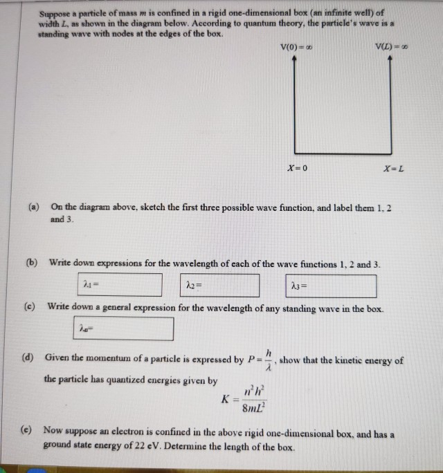 Solved Suppose A Particle Of Mass M Is Confined In A Rigid | Chegg.com