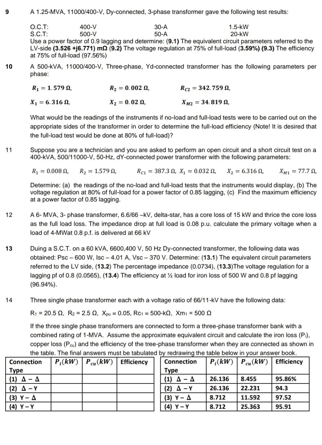 Solved Three Phase Transformer Questions 1 Three | Chegg.com