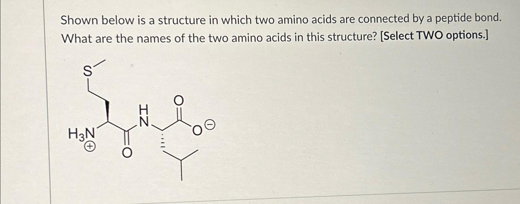 Solved Shown below is a structure in which two amino acids | Chegg.com