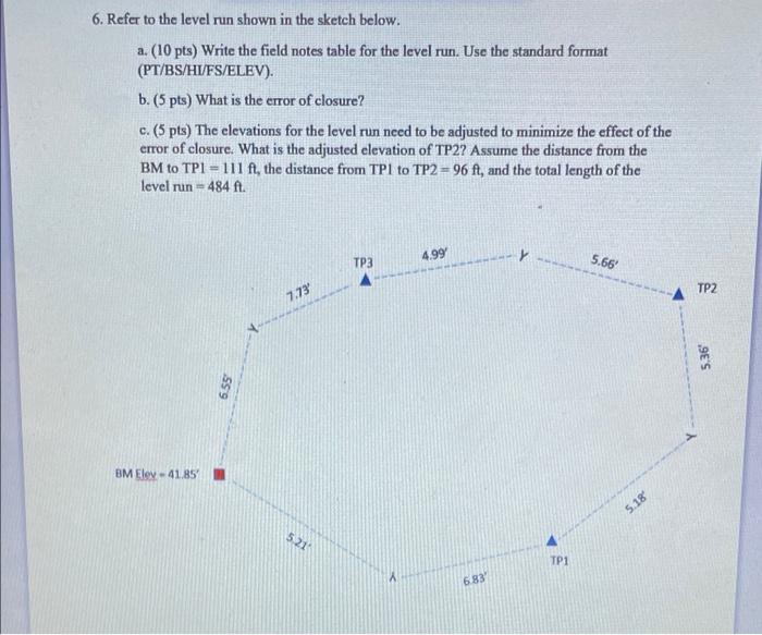 Solved 6. Refer to the level run shown in the sketch below. | Chegg.com