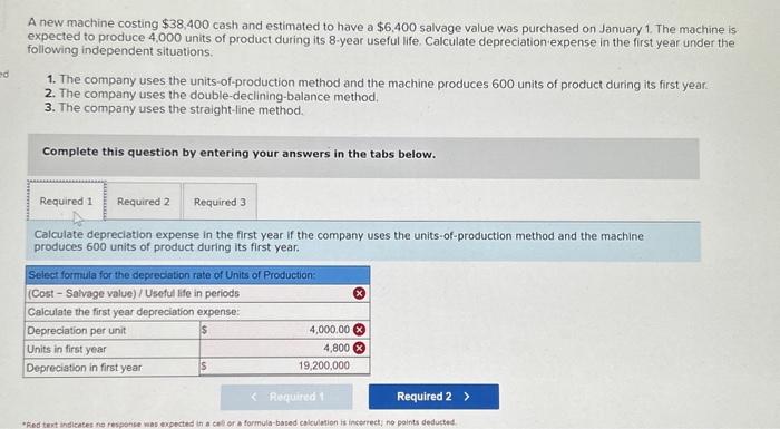 Solved A new machine costing $38,400 cash and estimated to | Chegg.com