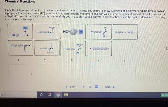 Solved Chemical Reactions Place The Following Parts Of The