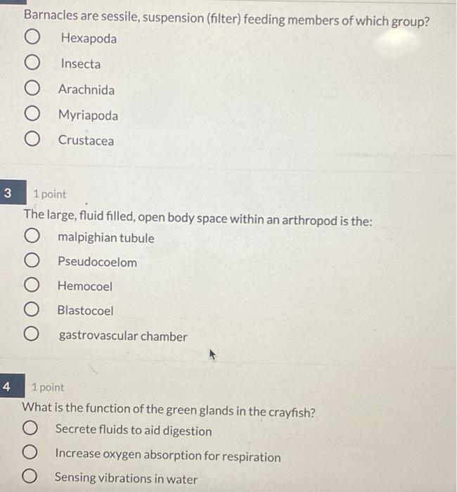 Solved Barnacles are sessile, suspension (filter) feeding