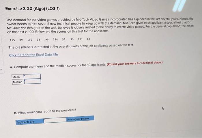 Solved Exercise 3-20 (Algo) (L03-1) The Demand For The Video | Chegg.com