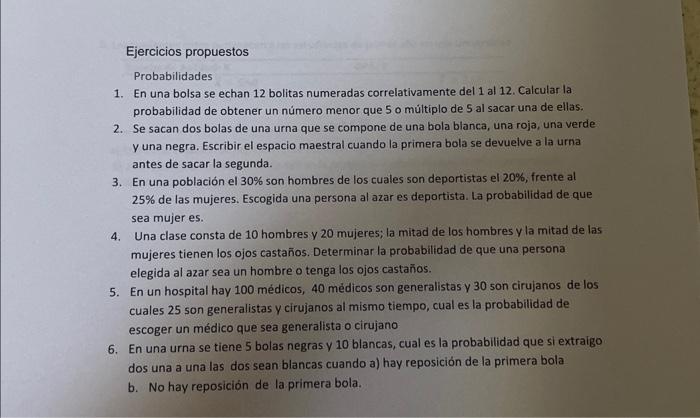 Probabilidades 1. En una bolsa se echan 12 bolitas numeradas correlativamente del 1 al 12 . Calcular la probabilidad de obten