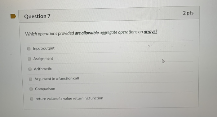 Solved 2 pts Question 7 Which operations provided are | Chegg.com
