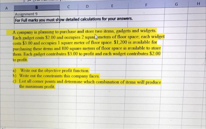Solved E F G А с D Assignment 9 For Full marks you must show | Chegg.com