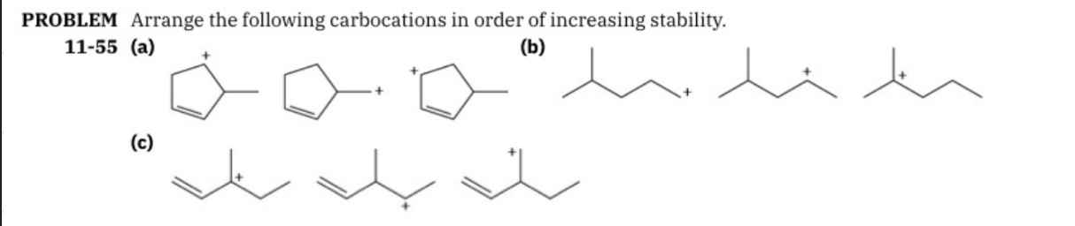 Solved PROBLEM Arrange The Following Carbocations In Order | Chegg.com