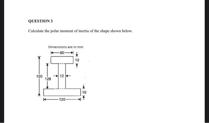 Solved QUESTION 3 Calculate the polar moment of inertia of | Chegg.com