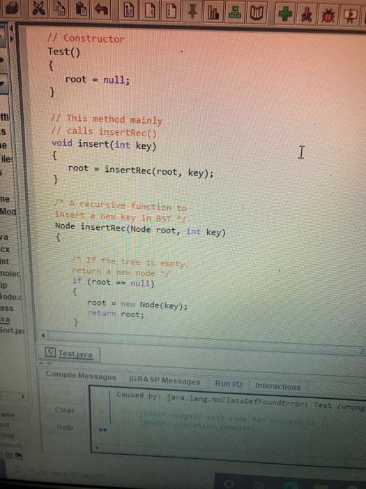 Solved 77 Java program to 17 implement Tree Sort class Test | Chegg.com