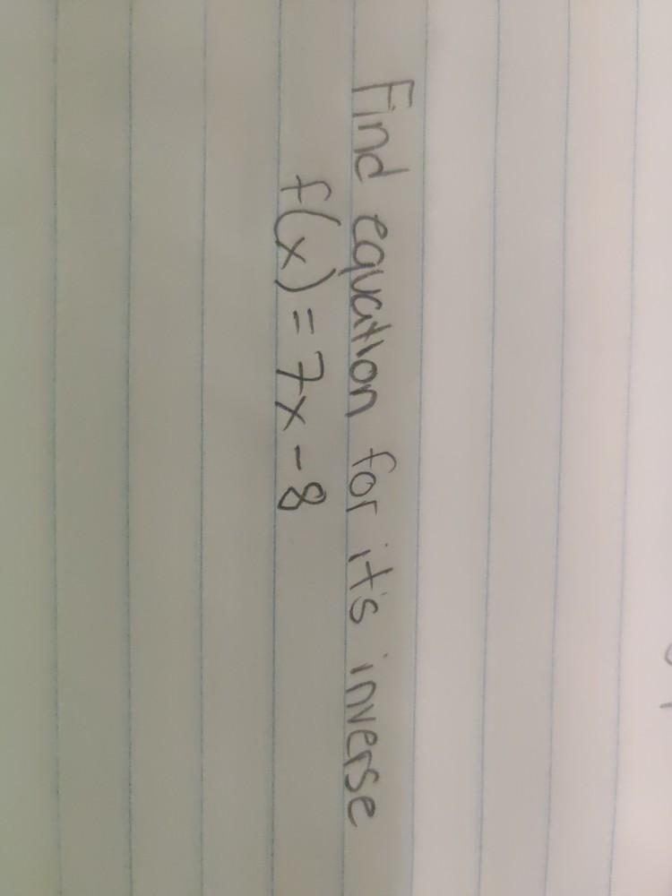 Solved Find Equation For Its Inverse FG) = 7*-8 | Chegg.com