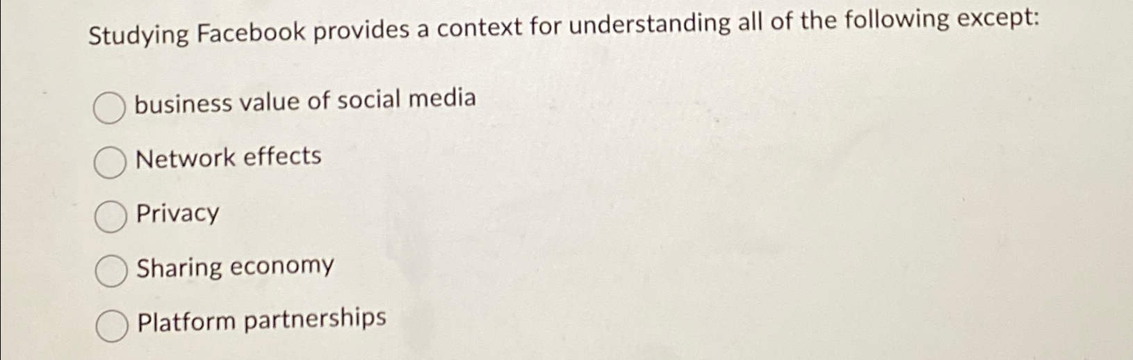 Solved Studying Facebook provides a context for | Chegg.com