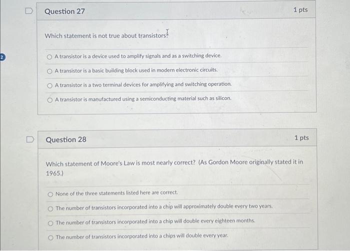 Solved Which statement is not true about transistors? A | Chegg.com