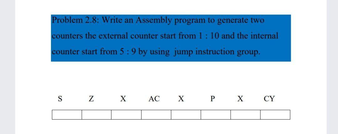 Solved Problem 2.8: Write an Assembly program to generate | Chegg.com