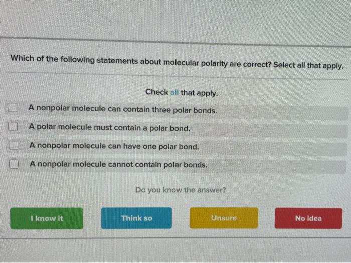 Solved Which of the following statements about molecular