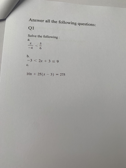 Solved Answer all the following questions: Q1 Solve the | Chegg.com