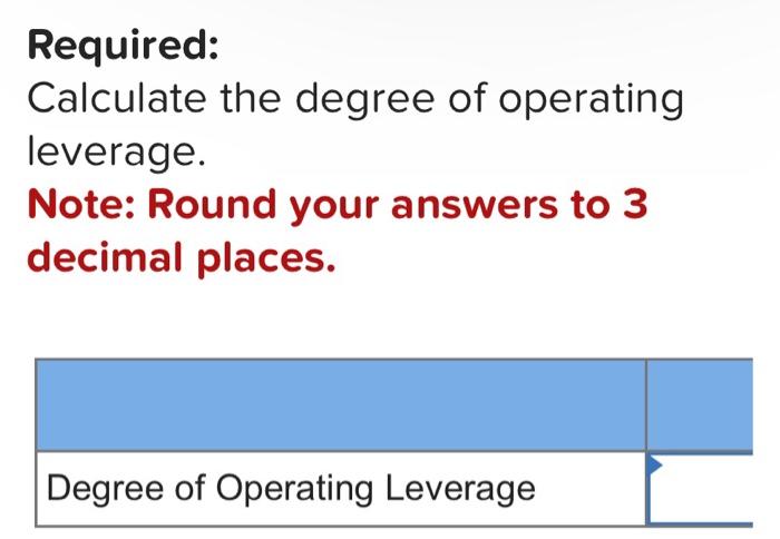 Solved Required: Calculate The Degree Of Operating Leverage. | Chegg.com