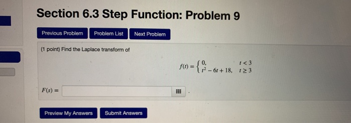 Solved Section 6.3 Step Function: Problem 9 Previous Problem | Chegg.com