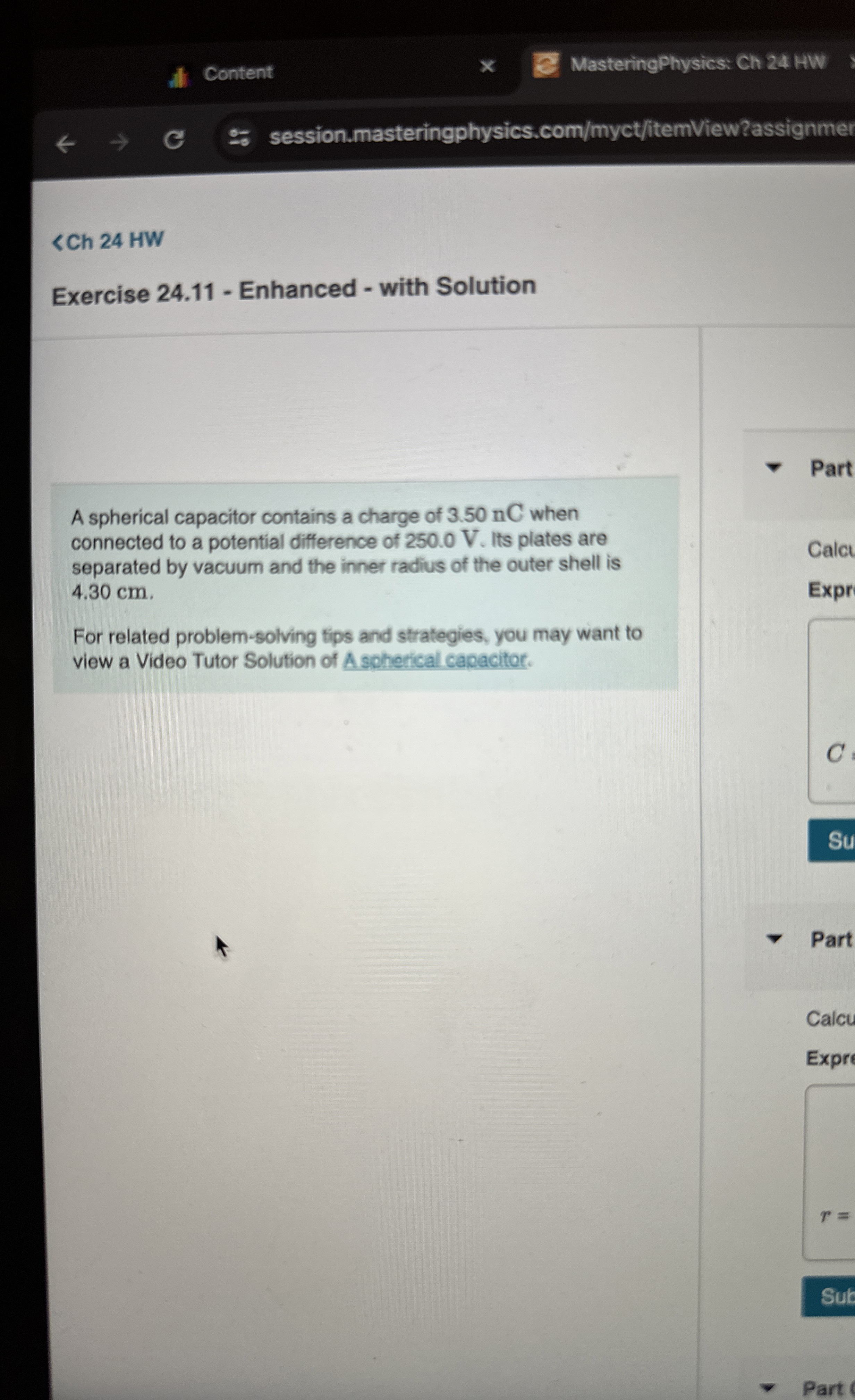 Solved ContentMasteringPhysics: Ch 24HW% | Chegg.com