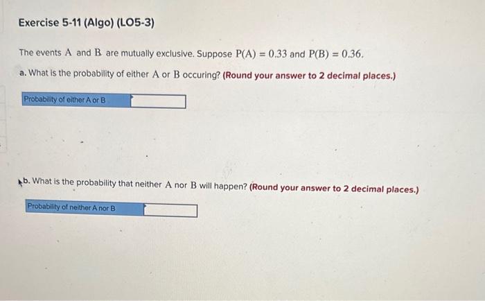 Solved The Events A And B Are Mutually Exclusive. Suppose | Chegg.com