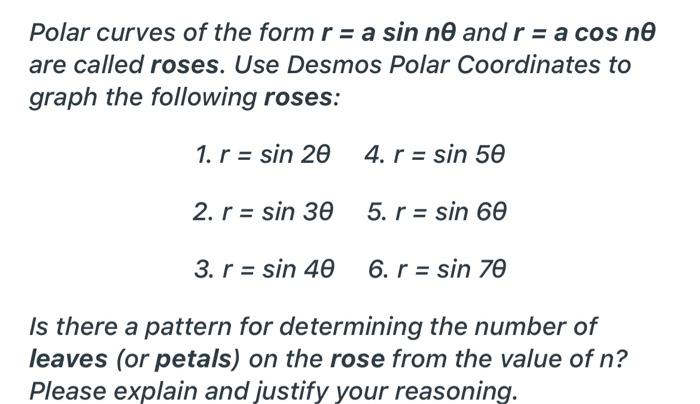 Solved Polar curves of the form r= a sin ne and r = a cos no | Chegg.com