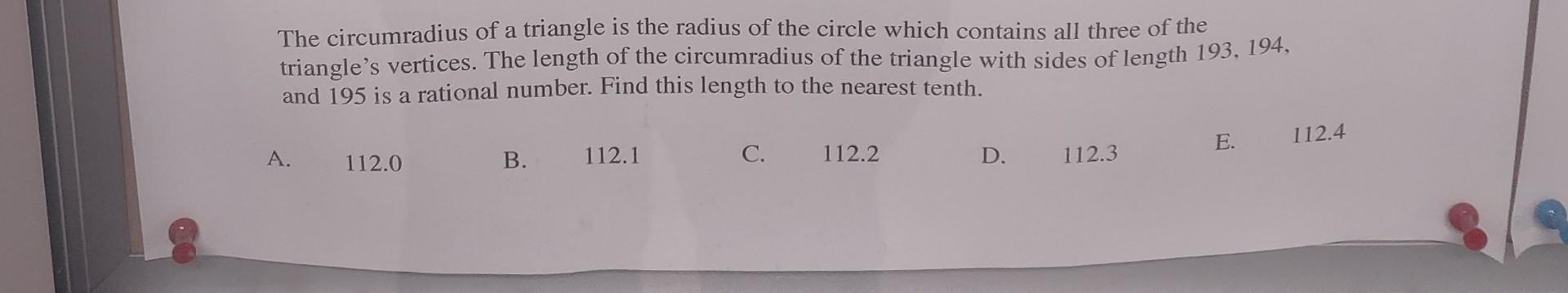 radius of circumcenter of a triangle formula