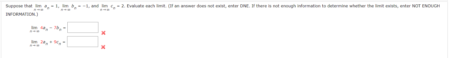 Solved Suppose That Limn→∞an1limn→∞bn 1 ﻿and Limn→∞cn2 5012