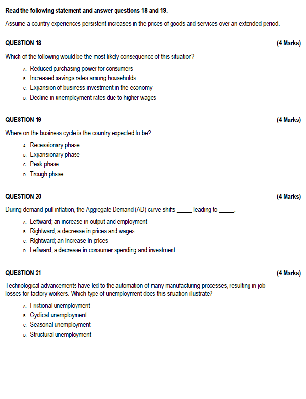 Solved Read the following statement and answer questions 18 | Chegg.com