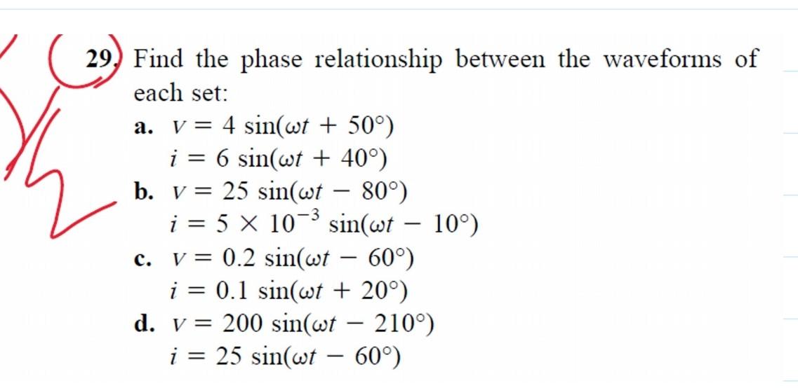 Solved 29 Find The Phase Relationship Between The Wavefo Chegg Com