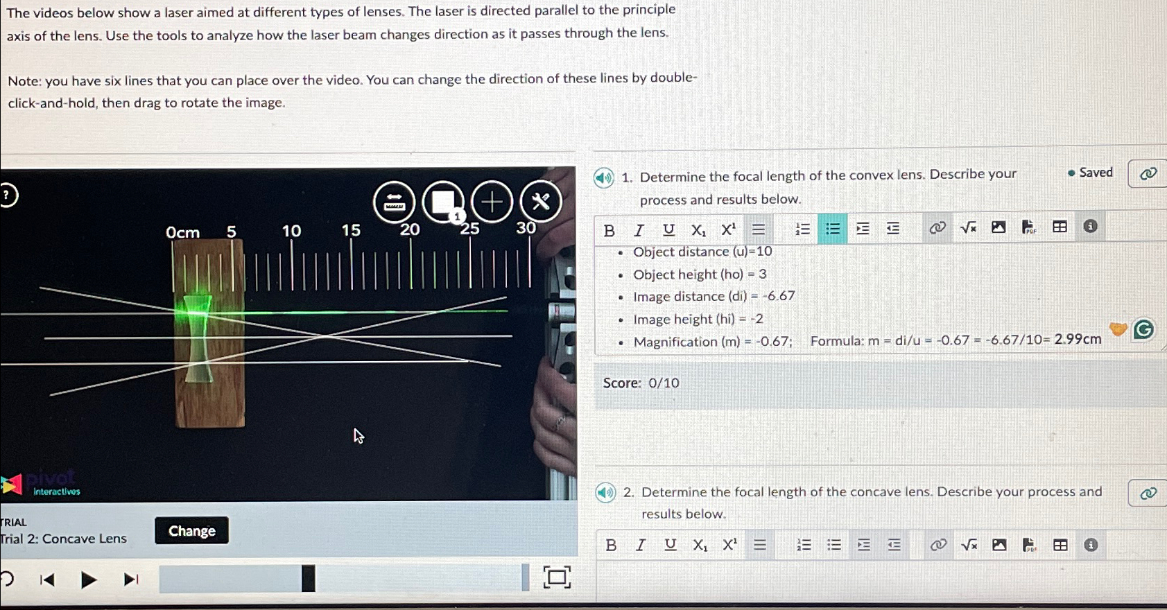 Solved The videos below show a laser aimed at different | Chegg.com