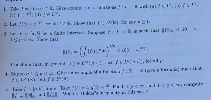 Solved 1 Take I 0 00 R Give Examples Of A Functions Chegg Com