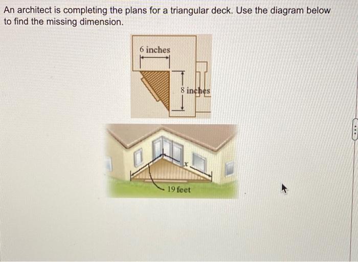 Solved An architect is completing the plans for a triangular | Chegg.com