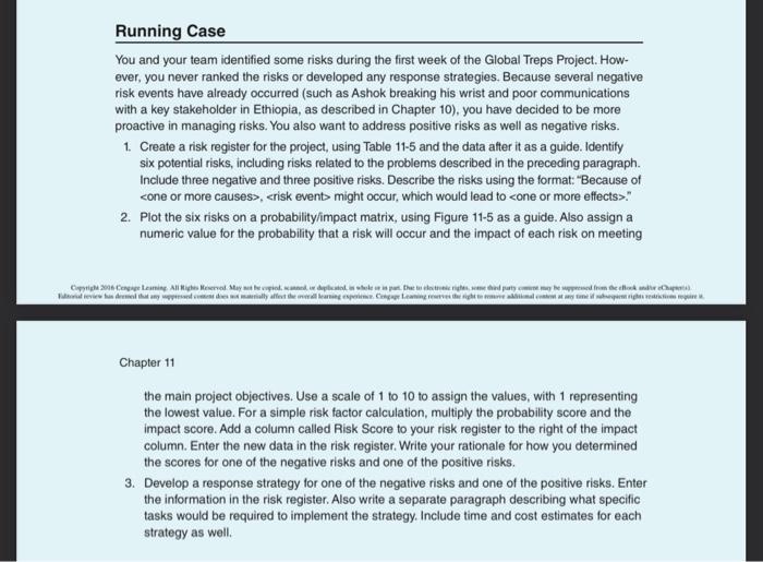 Running Case You and your team identified some risks | Chegg.com