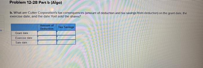 Solved Required information Problem 12-28 (LO 12-2) (Algo) | Chegg.com
