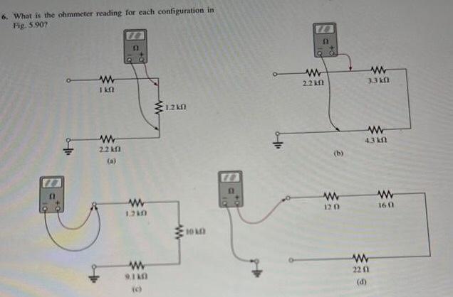 Solved 6. What is the ohmmeter reading for each | Chegg.com