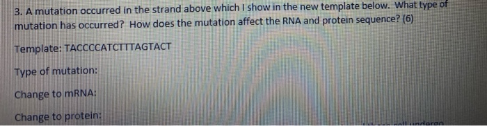 Solved 3. A mutation occurred in the strand above which I | Chegg.com