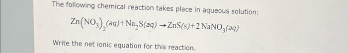 Solved The following chemical reaction takes place in | Chegg.com