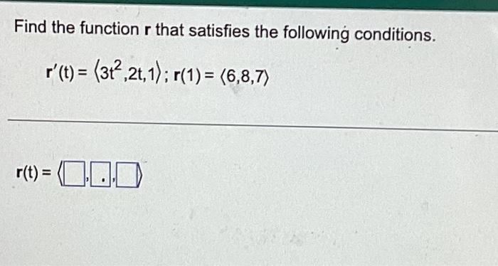 Solved Find the function r that satisfies the following | Chegg.com