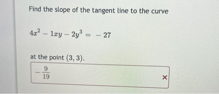 Solved Find The Slope Of The Tangent Line To The Curve 7624